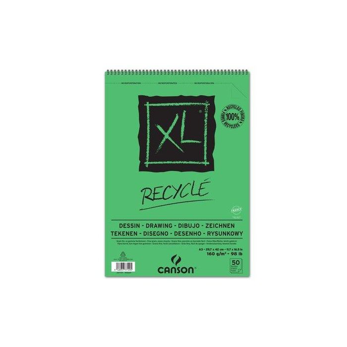 Bloc De Dibujo Canson Xl Reciclado Con Espiral Grano Fino Alveolado A3 160G 50H 5 unidades
