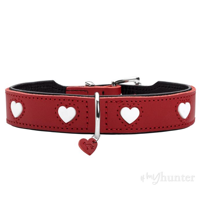 Hunter Collar Love S-M Cuello 35-40 cm Ancho 2.6 cm Rojo-Negro Cuero de Vaca 3