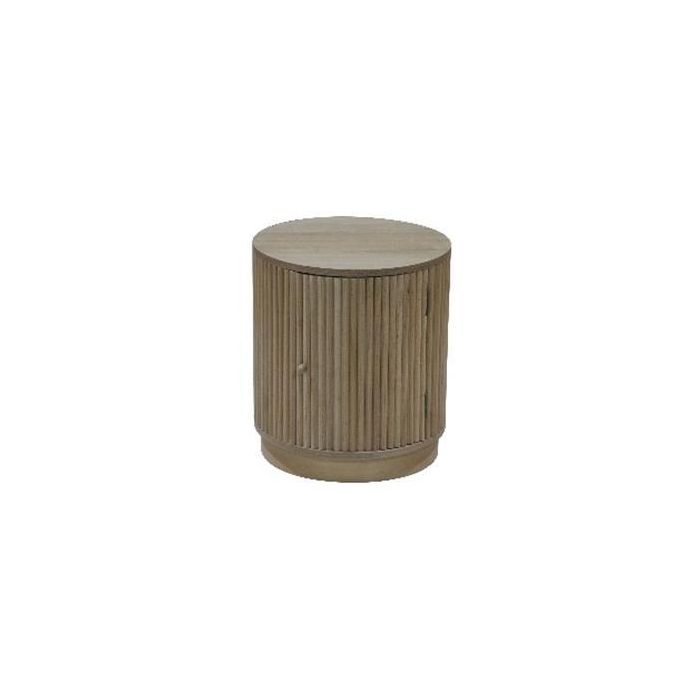 DKD Home Decor Mesita de Noche Balines Natural Paulownia/MDF con 1 Puerta 43x43x48 cm
