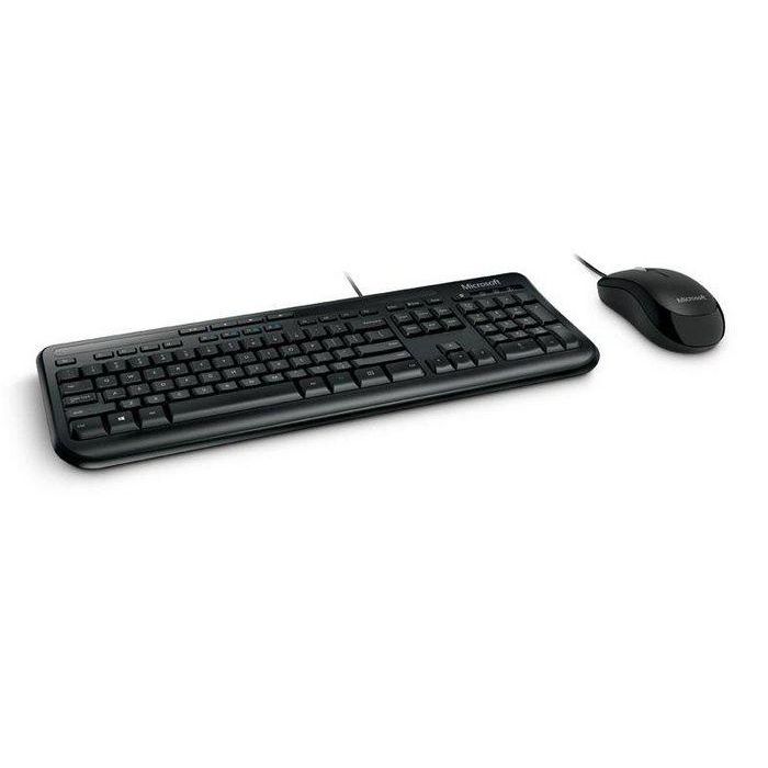 Microsoft 600 Wired Desktop Set: Teclado Resistente a Derrames, Ratón Óptico Ambidextro, Teclas Silenciosas, Controles Multimedia 1