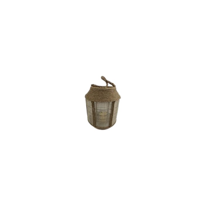 DKD Home Decor Portavela Tropical de Hoja de Palma y Yute Natural 24 x 36 x 14 cm (4 Unidades)