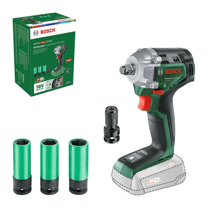 Bosch UniversalImpactDrive 18V-350, Destornillador de Impacto Profesional 1/2", Mango Pistola, Par Máx. 350 Nm, 3 Velocidades (0-3400 IPM), Verde, 4053423319958 1 Bosch UniversalImpactDrive 18V-350, Destornillador de Impacto Profesional 1/2", Mango Pistola, Par Máx. 350 Nm, 3 Velocidades (0-3400 IPM), Verde, 4053423319958 1