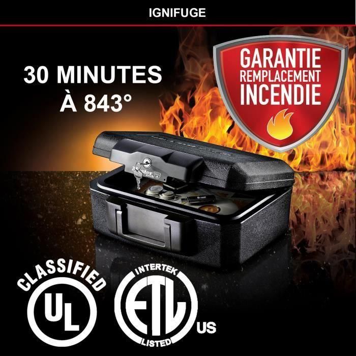 Master Lock Caja fuerte ignífuga transportable de 5L para documentos, USB y soportes multimedia, con cerradura de llave, negra. 2