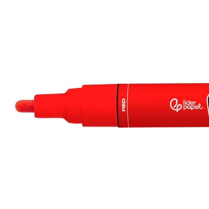 Rotulador Liderpapel Acrylic Base Agua Todo Tipo De Superficie Punta Redonda 3 mm Rojo 2