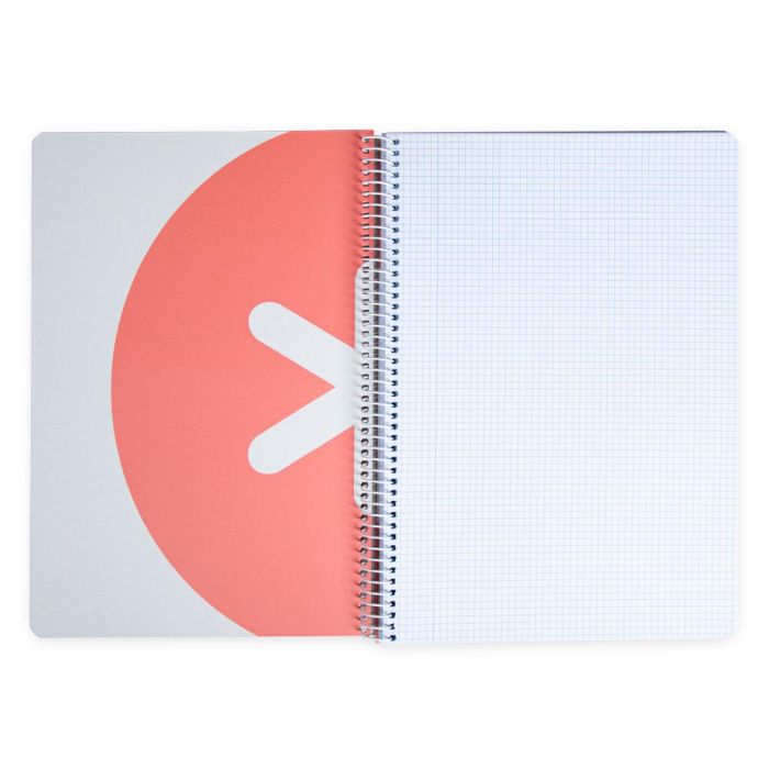 Cuaderno Espiral A4 Antartik Tapa Dura 80H 90 gr Cuadro 4 mm Con Margen Color Coral 2