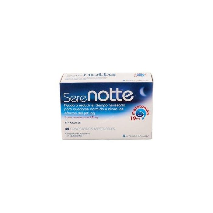 SPECCHIASOL Melatonina 1,9 mg Masticable, 60 comprimidos. Ayuda a conciliar el sueño y reduce el jet lag. Sin gluten, vegano.
