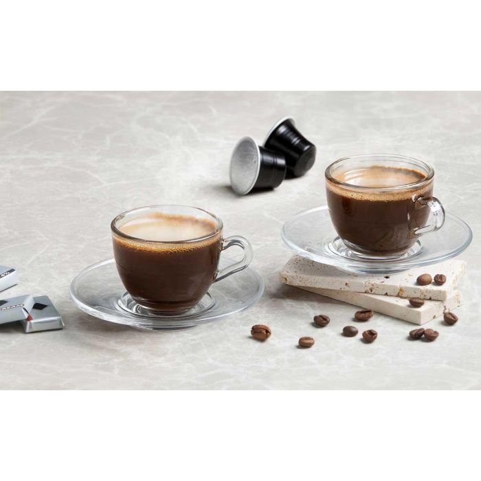 Taza Vidrio Cafe 85Ml Con Plato Vivalto 11x5x11cm (24 Unidades) 4 Taza Vidrio Cafe 85Ml Con Plato Vivalto 11x5x11cm (24 Unidades) 4