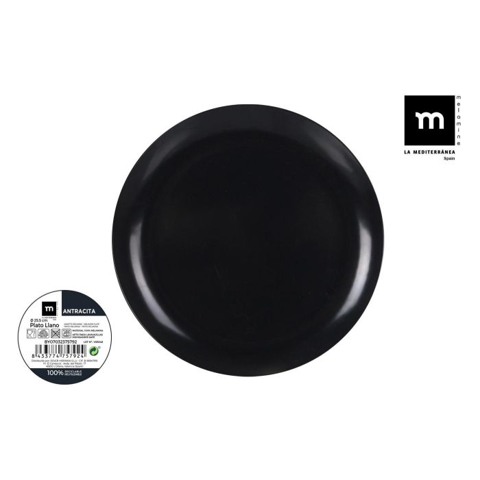 Plato Llano Melamina Antracita 25.5 cm - La Mediterranea (24 Unidades) Plato Llano Melamina Antracita 25.5 cm - La Mediterranea (24 Unidades)