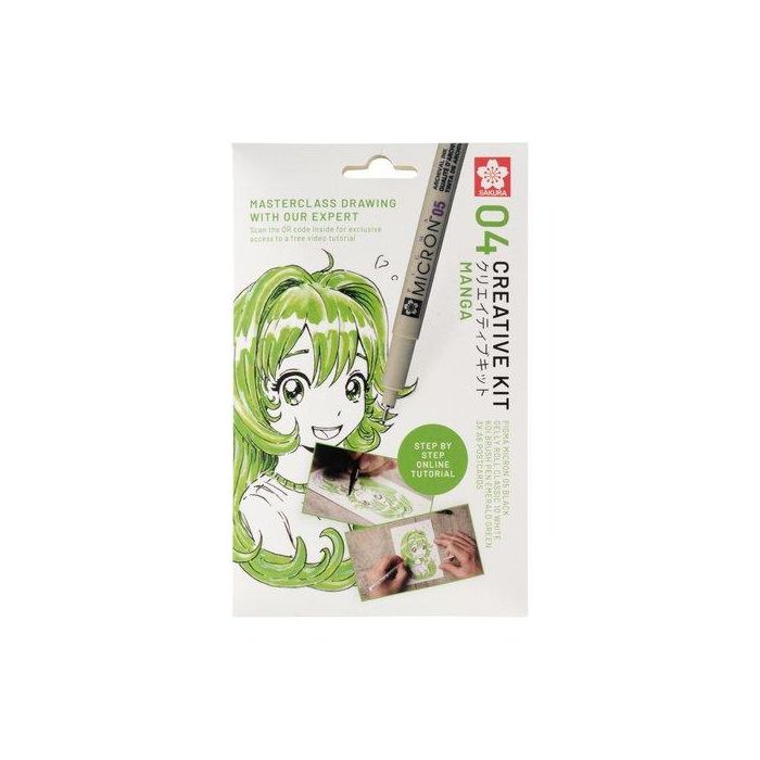 Set Creativo Sakura Art Kit Manga (Pigma Micron 05 Negro + Gelly Roll + Koi Coloring + 3 Postales A6 Con Video Tutorial)