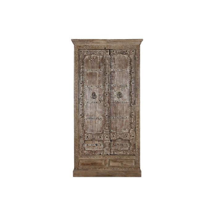 DKD Home Decor Armario de Teca Natural con 2 Puertas, 2 Cajones y 3 Estanterías, 51 x 216 x 122 cm DKD Home Decor Armario de Teca Natural con 2 Puertas, 2 Cajones y 3 Estanterías, 51 x 216 x 122 cm