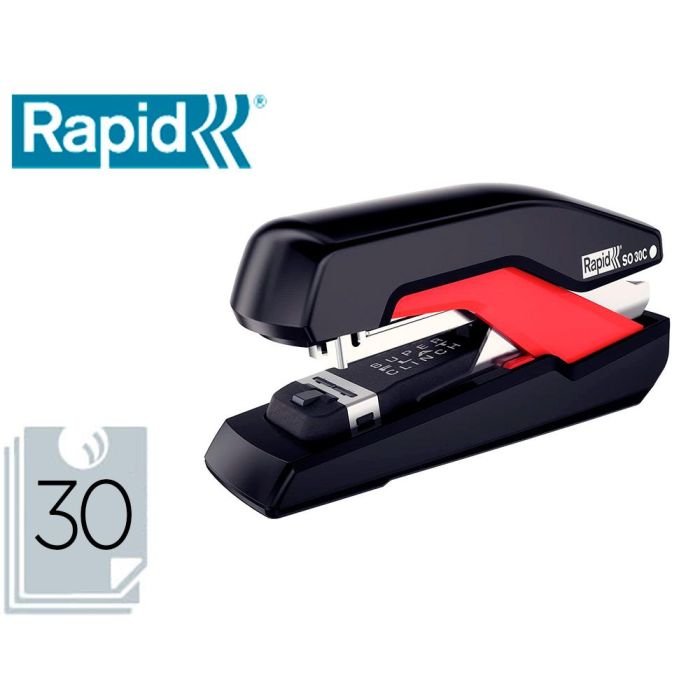 Grapadora Rapid So30C Plastico Negro-Rojo Capacidad 30 Hojas Usa Grapas Omnipress 30