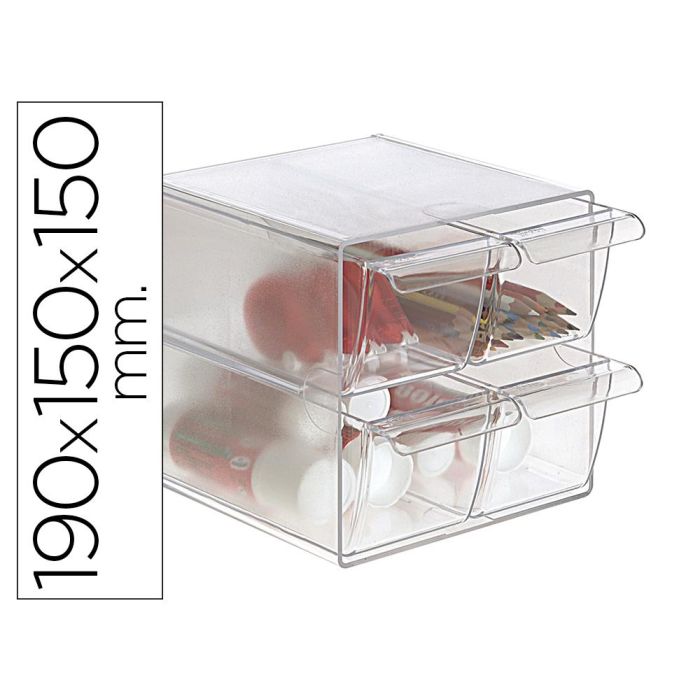 Archivo 2000 Organizador Archicubo 4 Cajones 190x150x150 mm Cristal Transparente