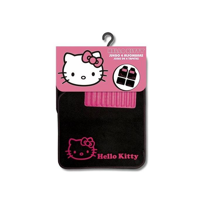 Hello Kitty Juego 4 Alfombras Coche Moqueta Negras Universales Antideslizantes KIT3013 1 Hello Kitty Juego 4 Alfombras Coche Moqueta Negras Universales Antideslizantes KIT3013 1