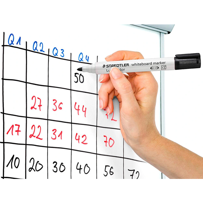 Staedtler Rotulador Lumocolor 351 para Pizarra Blanca Punta Redonda 2 mm Recargable Estuche 6 Unidades Colores 4