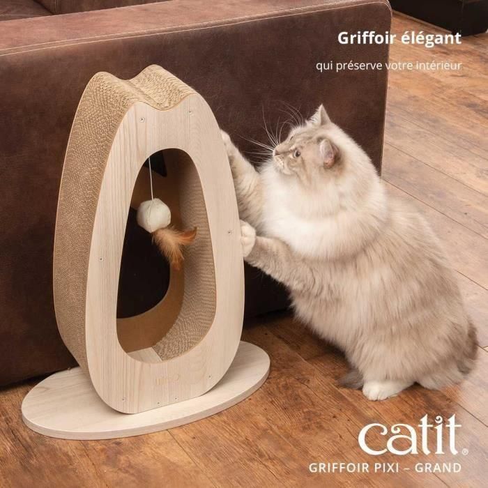 CATIT CAT0022517425114 Rascador para Gatos Pixi Large con Bola de Tela y Pluma, Aspecto Roble Natural 2