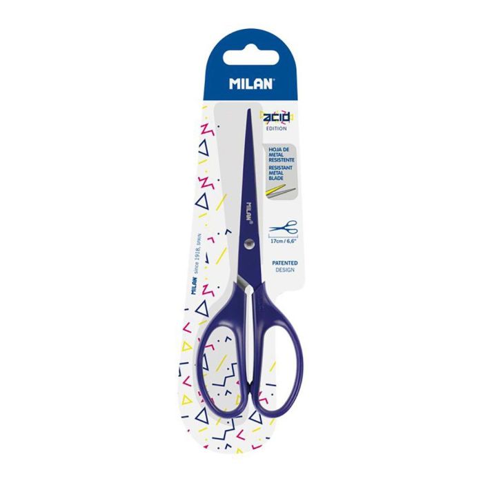 Milán Tijeras de oficina Acid Azul 17cm - Cuchilla de acero inoxidable, mango simétrico 0 Milán Tijeras de oficina Acid Azul 17cm - Cuchilla de acero inoxidable, mango simétrico 0