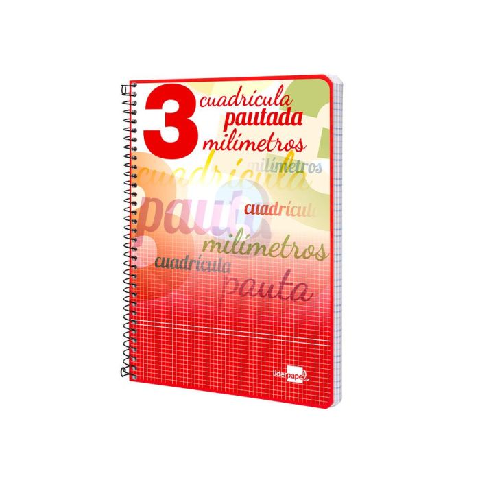 Cuaderno Espiral Liderpapel Cuarto Pautaguia Tapa Dura 80H75 gr Cuadro Pautado 3 mm Con Margen 6 unidades 4