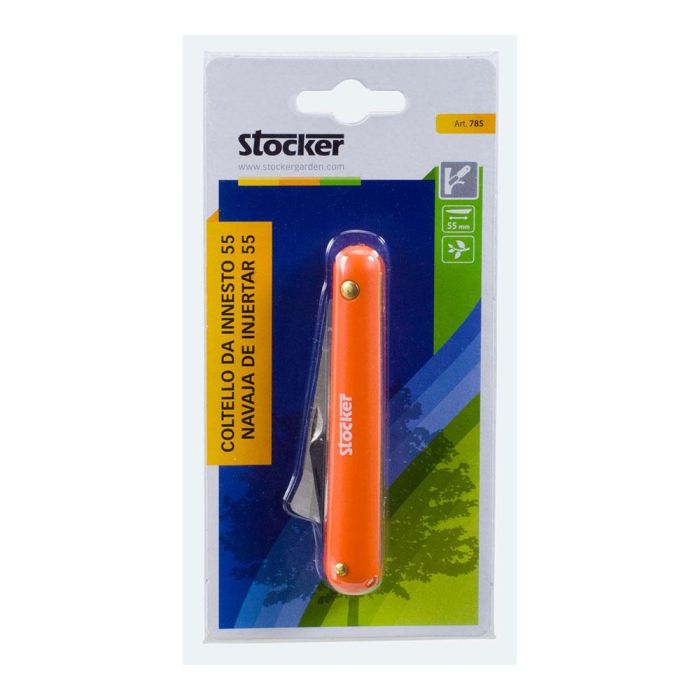 Stocker Navaja de injertar 55 mm, mango de plástico, con levanta corteza, hoja de acero temperado, plegable 2 Stocker Navaja de injertar 55 mm, mango de plástico, con levanta corteza, hoja de acero temperado, plegable 2