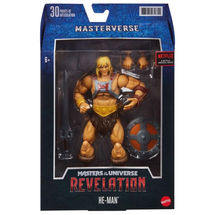 Mattel Figura Masters Of The Universe He-Man 18cm Colección Netflix Serie PVC con Arma y Efecto Power Attack 1