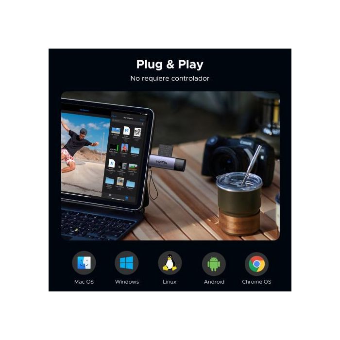 UGREEN 50706 Lector de Tarjetas USB/Micro-USB Doble SD/Micro SD, Plata 6