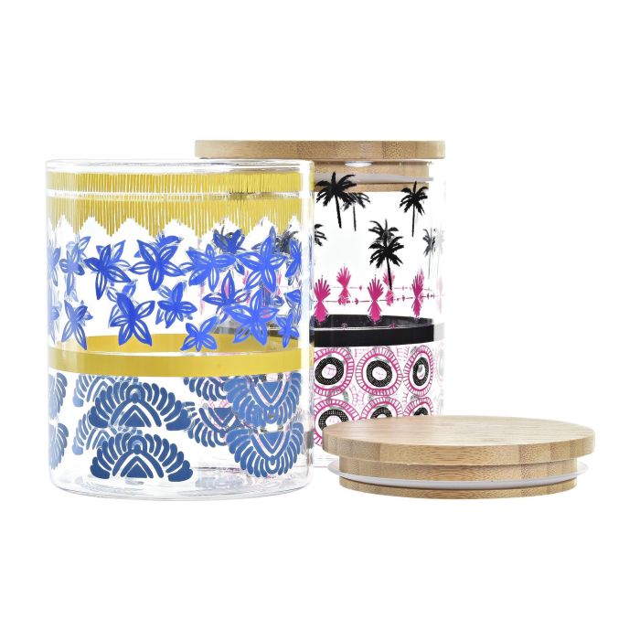 DKD Home Decor Bote Colonial de Borosilicato y Bambú 700 ml Azul Turquesa 10x12.5x10cm Apto Microondas Lavavajillas (12 Unidades) 1 DKD Home Decor Bote Colonial de Borosilicato y Bambú 700 ml Azul Turquesa 10x12.5x10cm Apto Microondas Lavavajillas (12 Unidades) 1