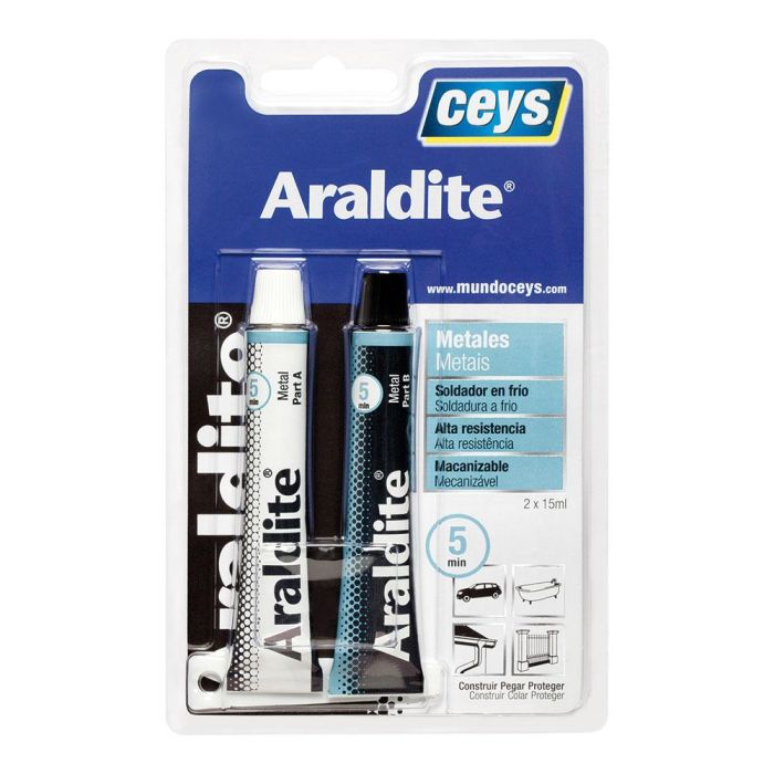 Araldite 8080 Adhesivo Epoxi Especial Metales, 2 Componentes, Resistencia Extrema, Capacidad Relleno, 2 x 15 ml