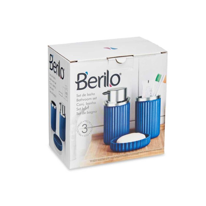Set Baño 3 Piezas Azul Berilo - Jabonero, Dispensador y Bote (12 Unidades) 2 Set Baño 3 Piezas Azul Berilo - Jabonero, Dispensador y Bote (12 Unidades) 2