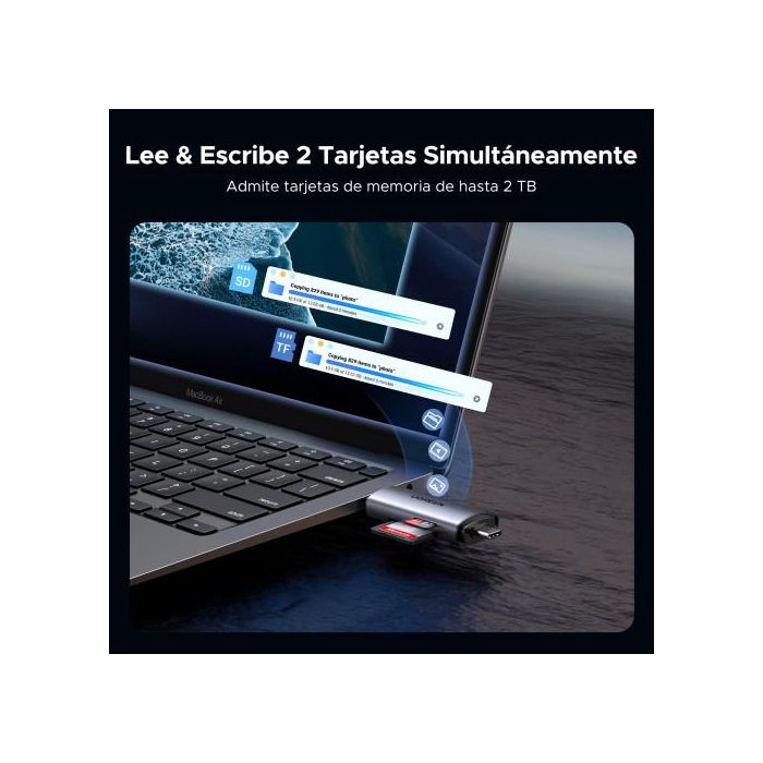 UGREEN 50706 Lector de Tarjetas USB/Micro-USB Doble SD/Micro SD, Plata 4