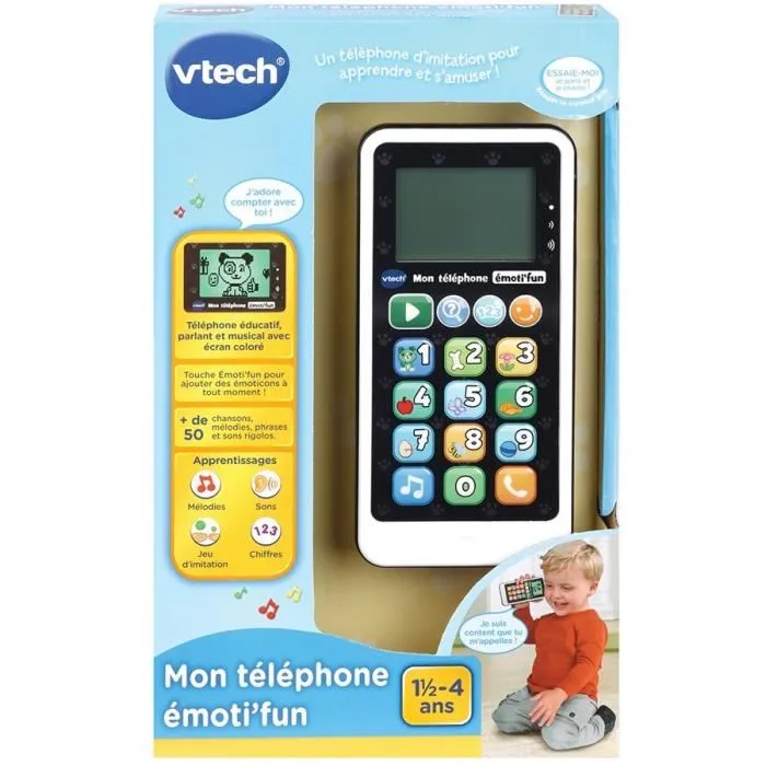 VTECH Mi Teléfono Emocional Blanco y Negro - 12 Teclas - 50 Frases y Canciones - Idioma Francés 3