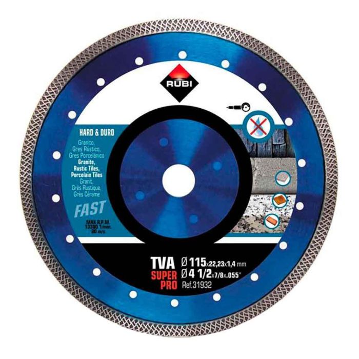 Disco diamantado tva ø115mm superpro 31932 rubi