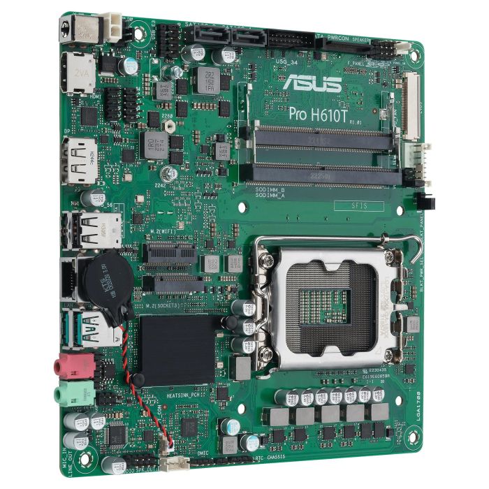 ASUS PRO H610T-CSM Placa Base mITX, Socket LGA 1700, para procesadores Intel Core i9/i7/i5/i3, Chipset H610, Memoria DDR5 SO-DIMM hasta 64GB