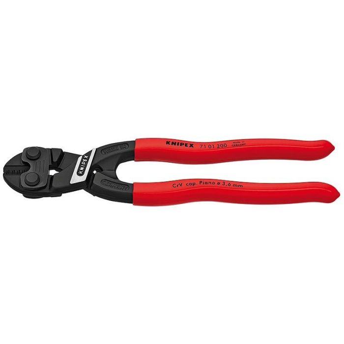 Knipex 7101200 Cortabulones compacto Cobolt® 205mm, Alicate de corte central, Ø5,2mm, Rojo/Negro