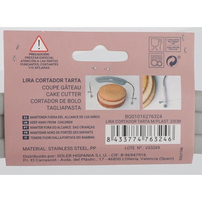 Cortador de tarta Lira 33 cm Quttin (24 Unidades) 8 Cortador de tarta Lira 33 cm Quttin (24 Unidades) 8