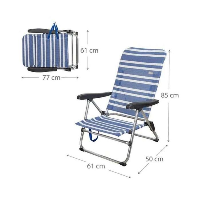 Silla playa aluminio plegable mykonos 5 posiciones 61x50x85 cm con asa. 19 Silla playa aluminio plegable mykonos 5 posiciones 61x50x85 cm con asa. 19