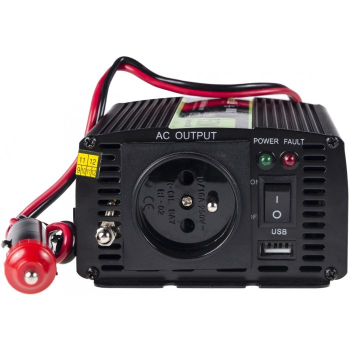 Green Cell INV06 Convertidor de Voltaje 12V a 230V para Coche, Inversor de Corriente DC-AC 150W/300W 1