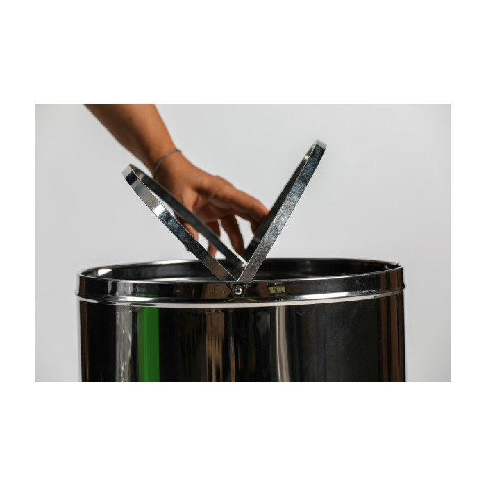 PROBBAX - OD-6140-SSSTL - Papelera de cúpula abierta - 38 cm de Ø x 74 cm de alto - 40 L - Acero inoxidable satinado 1