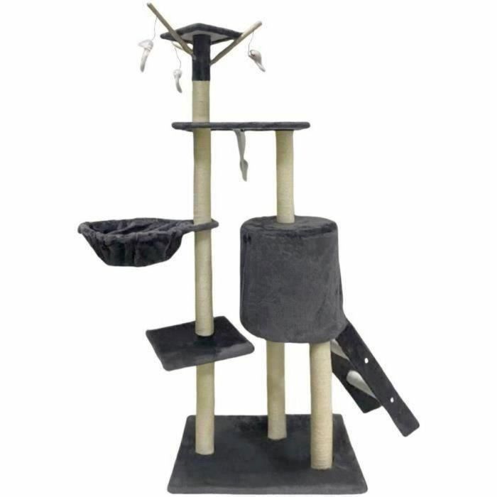 JIPSY Rascador para gatos gris oscuro 79 x 34 x 138 cm - 3 plataformas, 1 percha, 1 perrera, 1 escalera, postes rascadores 4 JIPSY Rascador para gatos gris oscuro 79 x 34 x 138 cm - 3 plataformas, 1 percha, 1 perrera, 1 escalera, postes rascadores 4