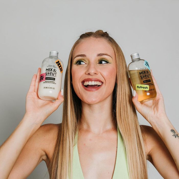 Mix & Shout RUTINA PROTECTOR LOTE 4 pz Set Peluquería Champú y Acondicionador con Retinol Natural para Cabello Seco Dañado, Mejora Calidad y Brillo, Incluye Boosters Pride & Joy 3