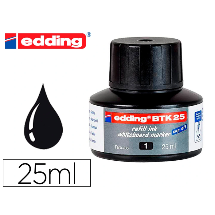 Edding Tinta Recambio Rotulador Pizarra Blanca BTK-25 Negro Bote 25 ml 0 Edding Tinta Recambio Rotulador Pizarra Blanca BTK-25 Negro Bote 25 ml 0
