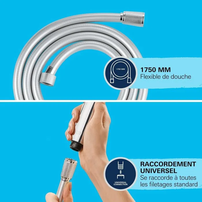 Grohe Flexo de ducha VitalioFlex 27506001 - 1,75m - Antitorsión - Conexión Universal - Cromo 4