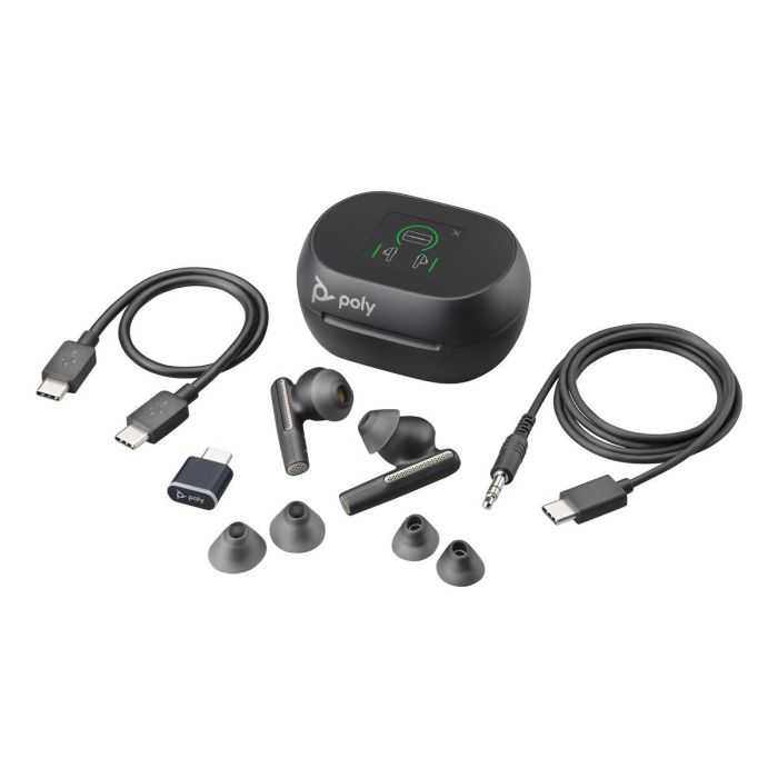 Poly Voyager Free 60+ UC Auriculares Inalámbricos Bluetooth 5.3 USB-C Negros con Estuche de Carga Táctil y ANC 1