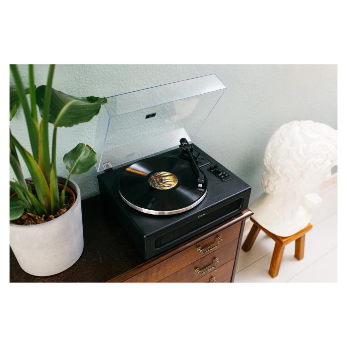 Lenco LS-430BK Tocadiscos de tracción por correa con Bluetooth 5.0 y Altavoces, 33/45 RPM, Imitación Piel, Negro 17