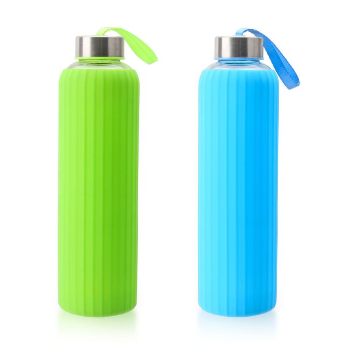 Botella de Agua Bewinner Vidrio Silicona 600 ml (24 Unidades) 1 Botella de Agua Bewinner Vidrio Silicona 600 ml (24 Unidades) 1