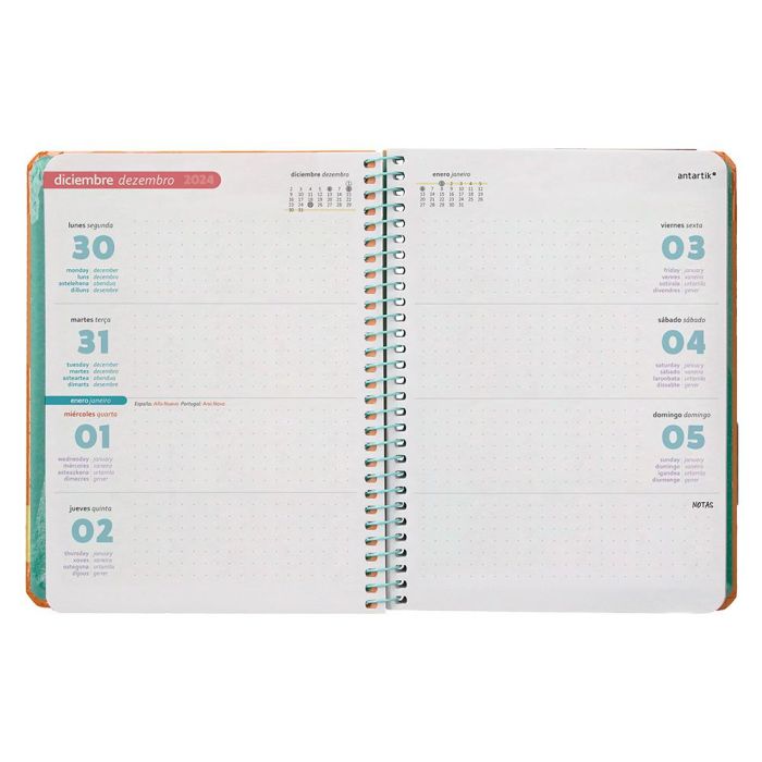 Agenda Espiral Antartik Bold A6 2025 Semana Vista Colores Surtidos Azul Y Melocoton Papel De 80 gr 8 unidades 8