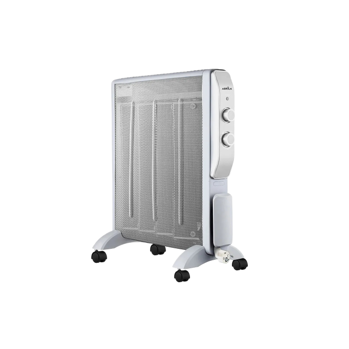 Abrigo Radiador de Mica 2000W, 4 Elementos, Blanco/Plata, 2 Potencias, Termostato Regulable, Antivuelco