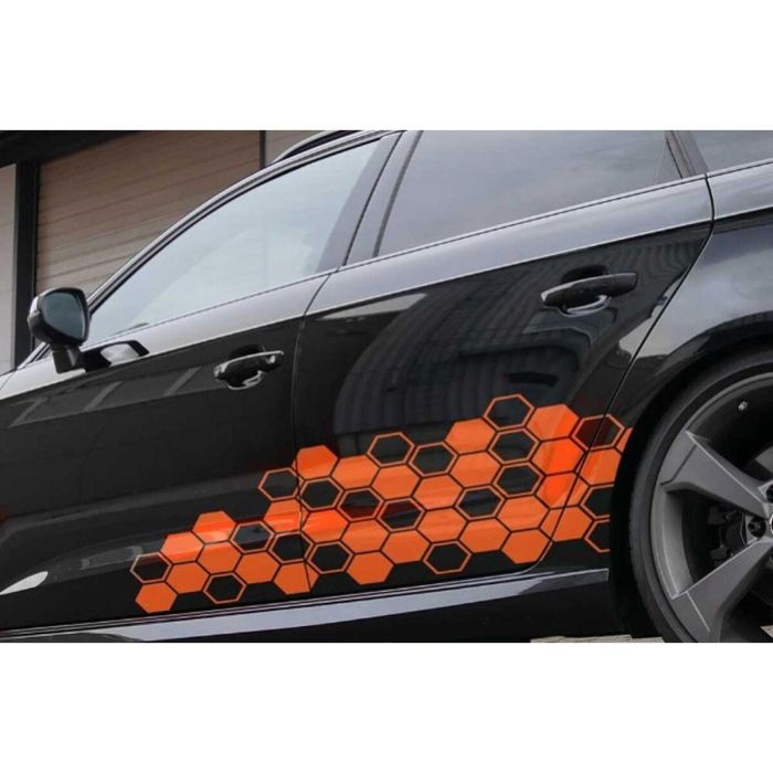 Foliatec FO33964 Pegatina para Coche Diseño Hexagon Plata PVC alto rendimiento UV resistente intemperie y lavado 32x130cm (2 uds) 1