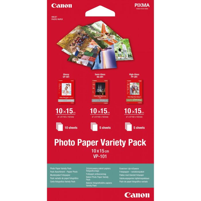 Canon Pack Papel Fotográfico VP-101, GP-501, PP-201, SG-201 10x15 - 20 hojas