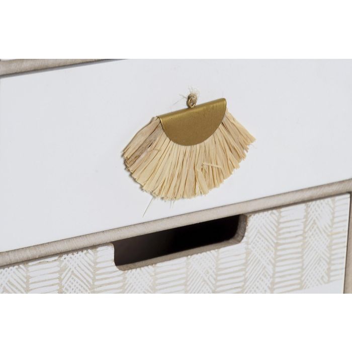 DKD Home Decor Joyero Boho Blanco Beige Madera Metal 10 x 30 x 20 cm (2 Unidades) 1