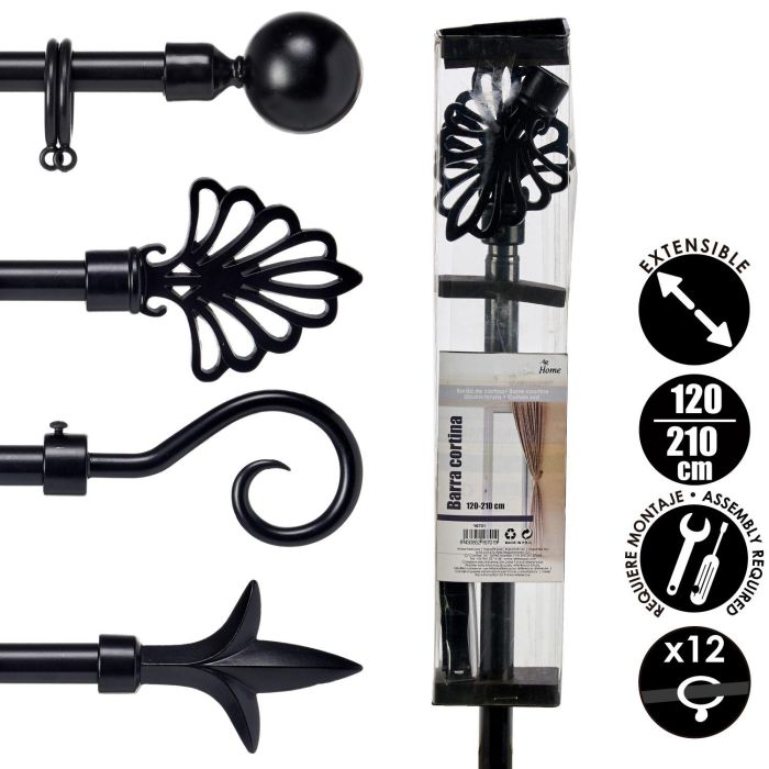 Barra Cortina Negra 120 210 Cm Surtidos P Giftdecor (8 Unidades) 3 Barra Cortina Negra 120 210 Cm Surtidos P Giftdecor (8 Unidades) 3
