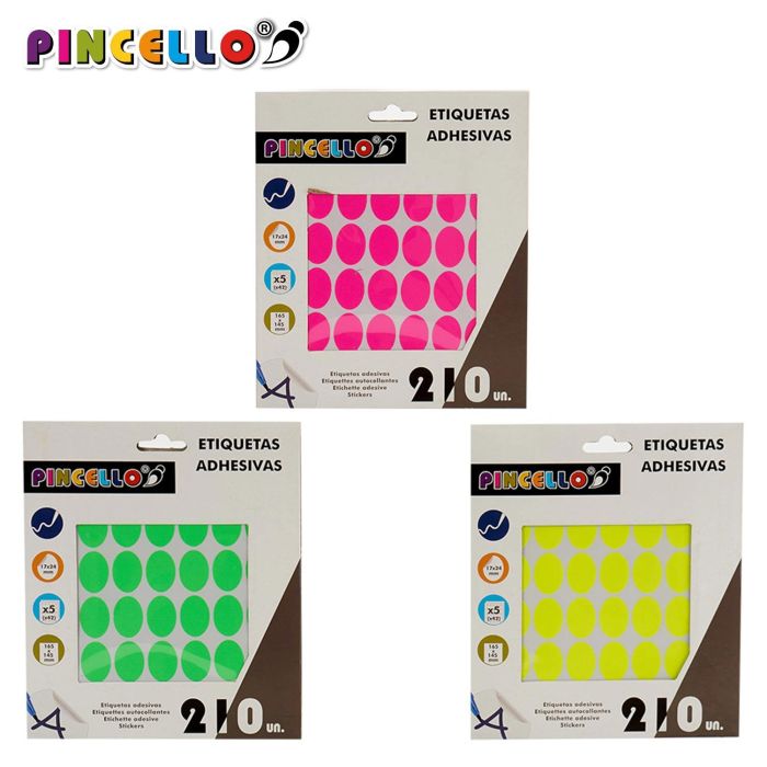 Etiquetas Adhesivas Ovaladas 17x24 mm Surtidas - Pincello (120 Unidades) 1 Etiquetas Adhesivas Ovaladas 17x24 mm Surtidas - Pincello (120 Unidades) 1